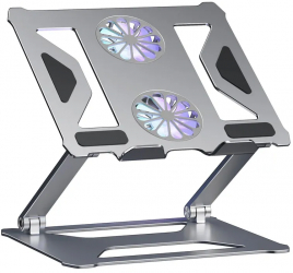 Stand laptop aluminiu MTP cooler dublu pliabil unghi inclinare reglabil Space Gray 