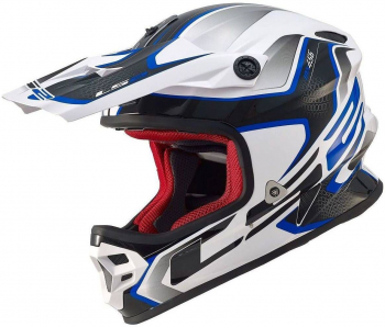 Casca Moto - ATV Off road LS2 MX456 COMPASS Alb - Albastru Marimea L 