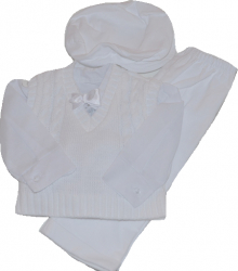Costum de botez 5 piese pentru baieti Artex KPL2A-0-3-luni Alb 