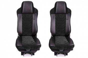Set huse scaune camion compatibile VOLVO FH3 2002-2013 euro 5 piele ecologica cu catifea negru 