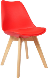 Scaun dining / bucatarie QMOBILI Tori Rosu scoica PP sezut piele ecologica picioare lemn fag natur 