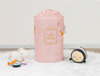 Cos Rotund cu Capac si Snur Depozitare Bebe 46 x 31 cm 