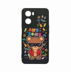 Husa Bestcase Compatibila Cu OPPO A77 5G Awesome Teddy Bear rez la uzura Prot Cam Negru c-B 921 