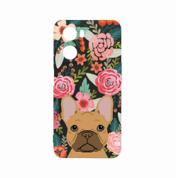 Husa Bestcase Compatibila Cu OPPO A77 5G Dog and Flowers rez la uzura Prot Cam Negru c-B 637