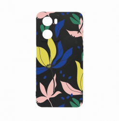 Husa Bestcase Compatibila Cu OPPO A77 5G Flowers Pattern rez la uzura Prot Cam Negru c-B 754 