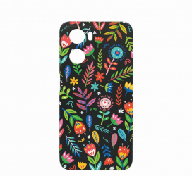 Husa Bestcase Compatibila Cu OPPO A77 5G Happy Flowers rez la uzura Prot Cam Negru c-B 756 