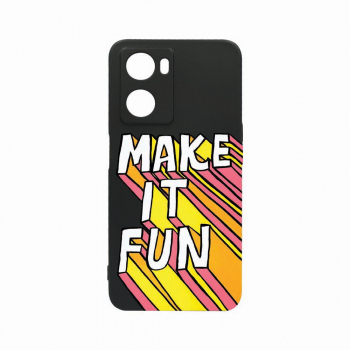Husa Bestcase Compatibila Cu OPPO A77 5G Make It Fun rez la uzura Prot Cam Negru c-B 494 