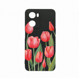 Husa Bestcase Compatibila Cu OPPO A77 5G Red Tulips rez la uzura Prot Cam Negru c-B 633 