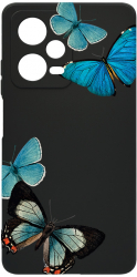 Husa Bestcase Compatibila Cu Xiaomi Redmi Note 12 Pro 5G Beautiful Blue Butterflies rez la uzura Prot Cam Negru c-B 991 