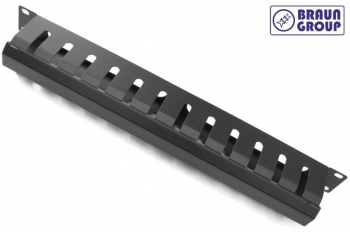 Organizator cabluri cu 12 degete si capac detasabil pentru montare in cabinete 19 1U 