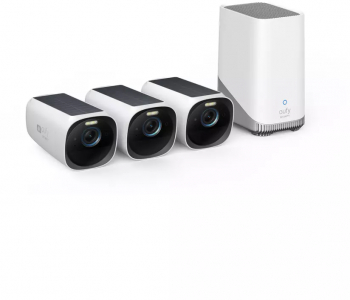Kit supraveghere video wireless eufyCam 3 S330 4K Ultra HD Nightvision Homebase 3 + 3 camere video, Incarcare solara, Alb T88723W1 