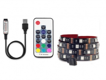 Banda LED Multicolor USB 5050 RGB Flexibila Decorat Exterior Interior 1M Waterproof cu Telecomanda 
