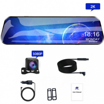 Camera Auto Tip Oglinda E-ACE A38 Dubla 12 inch Inch 2K IPS Touch Screen 1440P Night Vision PIP 