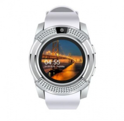 Ceas Smartwatch Techstar® V8 Handsfree Bluetooth 3.0 SIM Compatibil Android and and iOS Camera 1.3MP Alb 