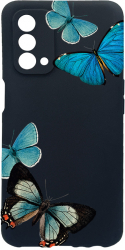 Husa Bestcase Compatibila Cu OPPO A74 5G Beautiful Blue Butterflies rez la uzura Prot Cam Negru c-B 991 