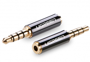 Adaptor audio Ugreen Jack 3 5mm tata - Jack 2 5mm mama dimensiuni reduse design compact negru 