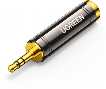 Adaptor audio Ugreen Jack 3 5mm tata - Jack 6.35mm mama dimensiuni reduse design compact gri 