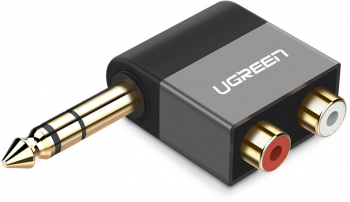 Adaptor Audio Ugreen Jack 6.35mm tata - 2 x RCA mama Dimensiuni Reduse Negru 