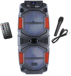 Boxa portabila elSales ELS-2803 cu Bluetooth USB Card SD microfon telecomanda lumini LED negru 