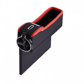 Cutie Organizatoare Scaun Auto Techstar® Cusatura din Piele Cusatura Rosie Depozitare Obiecte Stanga 