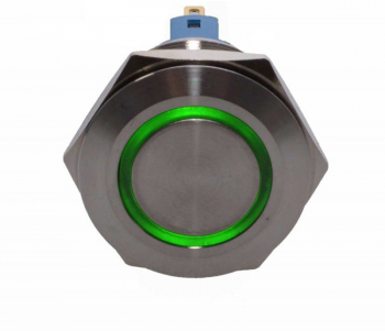 Buton prin apasare elSales ELS-PBV25 diametru 25mm 24 Volti lumina verde pentru spalatorii auto industrial lifturi metalic 