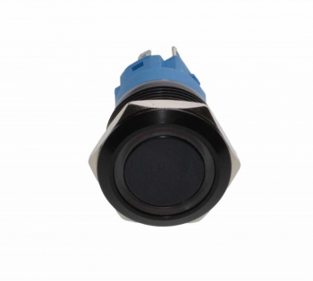 Buton prin Apasare Metalic cu Lumina LED elSales ELS-GQ19 Alimentare 12 V Lumina Albastra Design Ergonomic Negru 