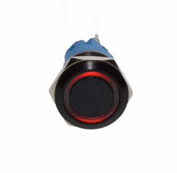 Buton prin Apasare Metalic cu Lumina LED elSales ELS-GQ19 Alimentare 12 V Lumina Rosie Design Ergonomic Negru 