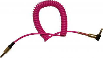 Cablu Audio Auxiliar Jack-Jack 3.5 mm 90 Grade High Quality Spiralat Conectori Rezistenti Arc Lungime Maxima 180 cm Roz 