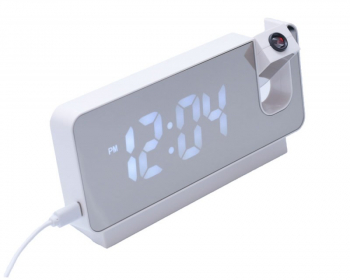 Ceas digital cu LED alb si proiectie elSales ELS-S282A termometru calendar carcasa alba 