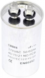Condensator din Aluminiu ELS-CBB65-45 Tensiune 370 V 45 uF Forma Cilindru Argintiu 