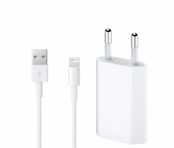 Incarcator retea USB pentru Apple iPhone 5/5s/6/6s/6+/6s+/7/7+/8/8+/X/Xs/Xs Max/XR cu cablu lightning 1A 1m Alb 