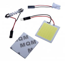 Lampa cu 48 led-uri cob pentru plafoniera auto elSales ELS-SIL48 lumina alb rece compatibil 32-42 mm adaptor Feston si T10 