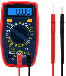 Multimetru Digital Antisoc Voltaj AC/DC Curent Rezistenta Continuitate Testare Diode Ecran Iluminat LCD Rosu 