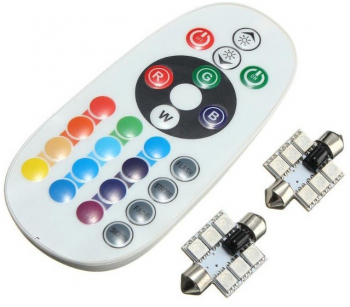 Set 2 LED-uri 5050 RGB 41 mm elSales ELS-LPP41 pentru plafoniera portbagaj numar inmatriculare tehnologie Intense Light telecomanda inclusa 