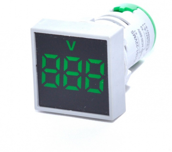 Voltmetru Patrat de Panou elSales ELS-22VMS/V Diametru 22 mm Temperatura de mediu -10C + 50C Iluminare LED Design Compact Verde 