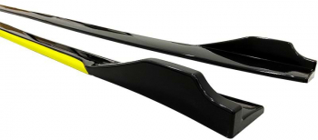 Set 2 Prelungiri praguri tuning 210 cm negru lucios cu buza galbena 