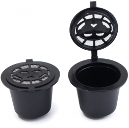 Set 2 capsule reutilizabile cafea compatibile cu Nespresso Plastic Negru 