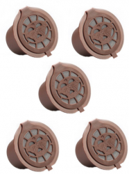Set 5 Capsule cafea Nespresso New Generation reincarcabila/lavabila capac maro/argintiu Inox/plastic culoare maro 