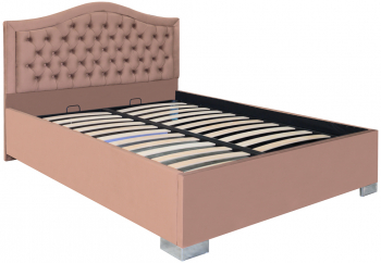 Pat dublu tapitat model Arizona cu picioare 120/200 cm culoare cappuccino cu somiera metalica fixa 