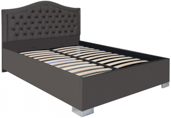 Pat dublu tapitat model Arizona cu picioare 120/200 cm culoare gri inchis cu somiera metalica fixa 
