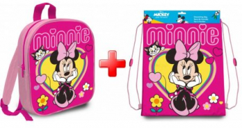 Set ghiozdan si geanta sport Minnie Mouse pentru gradinita 
