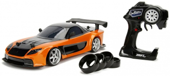 Masina Jada Toys Fast and Furious Mazda RX-7 Drift cu anvelope si telecomanda 