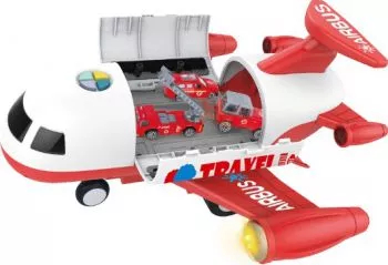Avion cargo pentru copii cu 6 masinute- rosu 