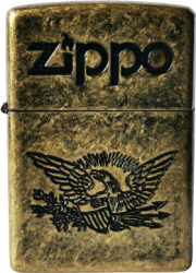 Bricheta metalica clasica Zippo model American Eagle auriu