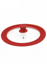 Capac din sticla adaptabil pe 3 dimensiuni 28 cm 30 cm 32 cm margine din silicon Rosu 