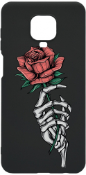Husa Bestcase Compatibila Cu Xiaomi Redmi Note 9S Rose In Skeleton Hand Rezistenta la uzura B 1023 