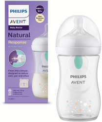 Biberon Philips Avent Natural Response SCY673/82 cu dispozitiv AirFree 260 ml +1 luni debit 3 fara BPA 