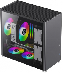 Carcasa Gamemax Spark Fara Sursa M-ATX ARGB Plexiglass Negru CAGMSPARKBK