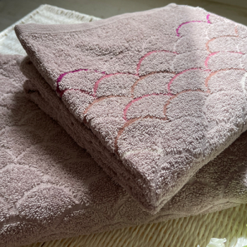 Set 3 prosoape de baie 30x50 + 50x90 + 70x140 cm Studio Casa Ocean 100 Bumbac 500 gsm Liliac 