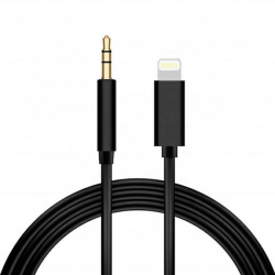Cablu audio auxiliar Lightning la Jack 3.5 mm pentru iPhone iPad difuzoare si casti - 1m culoare neagra 